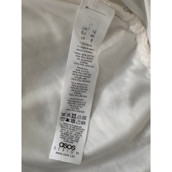 NEW ASOS NORDSTROM White Ruched Toggle Detail Strappy Textured Mini Dress Size 8 - Picture 9 of 9